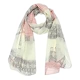 Women's Voile Soft Long Scarf Eiffel Tower Printed Wrap Shawl Stole Scarves