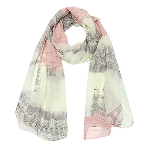 Women's Voile Soft Long Scarf Eiffel Tower Printed Wrap Shawl Stole Scarves