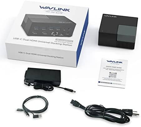 Universal Laptop Docking Station Dual HDMI for Mac Windows, WAVLINK Thunderbolt 3/4 Dock USB C/USB 3.0 Hub with 130W DC Power Adapter,2 HDMI,Gigabit Ethernet,USB-C to USB-A Converter,4 USB3.0