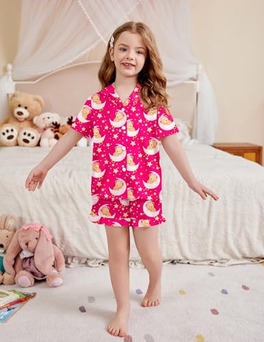 Image of Arshiner Girls Pajamas Silk Satin Pajama Set Button Pjs Ruffle Sleepwear