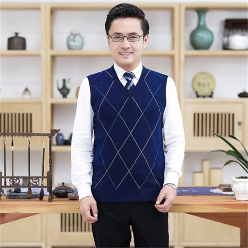 Men's Wool Plaid Sweater Vest Knitted Sleeveless Pullover Casual Waistcoat Outwear Tops3