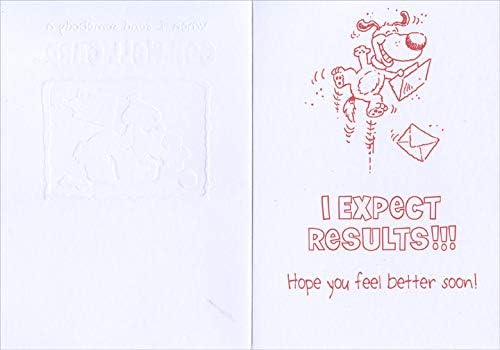 Designer Greetings Dog with Red Foil Water Bottle on Head Funny/Humorous Get Well Card