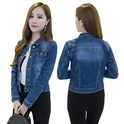 Veste en jean courte femme denim vintage chic à col rabattu taille M beige