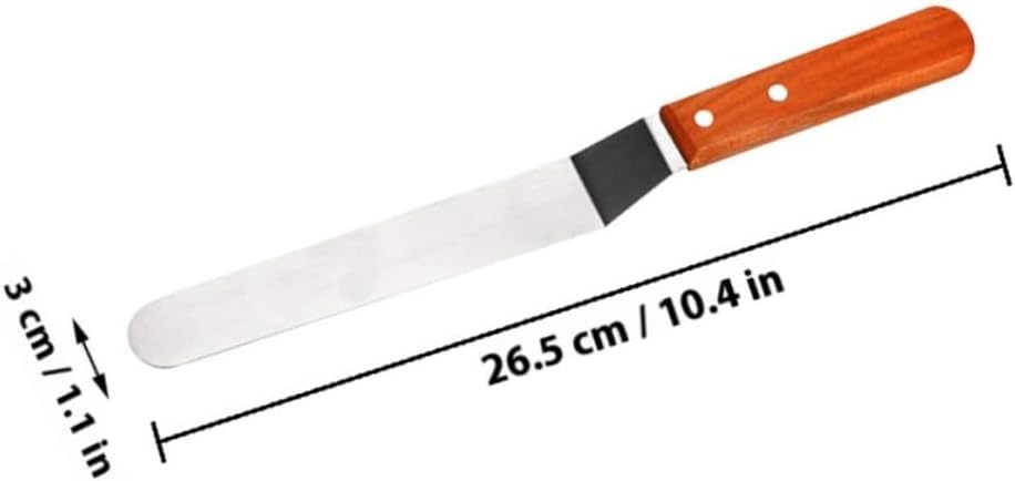 2pcs Stainless Steel Icing Spatulas with Wooden Handle, Cake Scraper