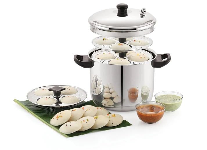 Image of Sonu Stainless Steel Idly Cooker, 6 Plates with Micro Holes, Triply Base, Induction Compatible