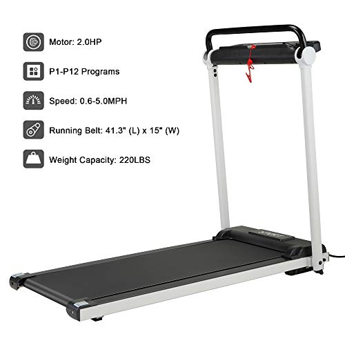 Image of JAXPETY Electric Folding Treadmill 2.0HP Fitness Motorized Running Jogging Machine Perfect for Home /Office Gym with Large LED Display, 12 Preset Programs, Black