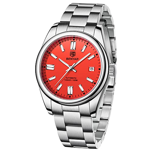 Benyar 5185 Montre Automatique pour Hommes Bracelet en Acier Inoxydable étanche Lumineuse Sport décontracté Montre analogique à remontage Automatique date,...