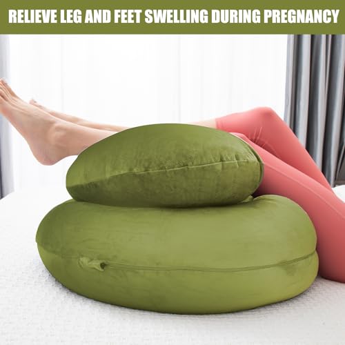 Image of 1 MIDDLE ONE Pregnancy Pillow, C Shaped Full Body Pregnant Women Sleeping Pillow for Maternity Support with Cover (Green)