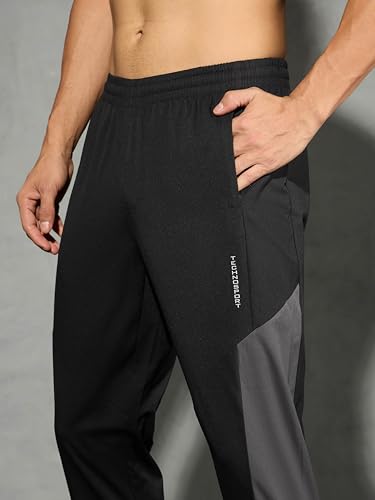 Image of TECHNOSPORT Men Colorblock Slim Fit Sports Trackpants TS Flexi Polyester Mid Rise Drawstring Track Pant for Men Pockets Gym Workout Running Joggers Casual Quick Dry
