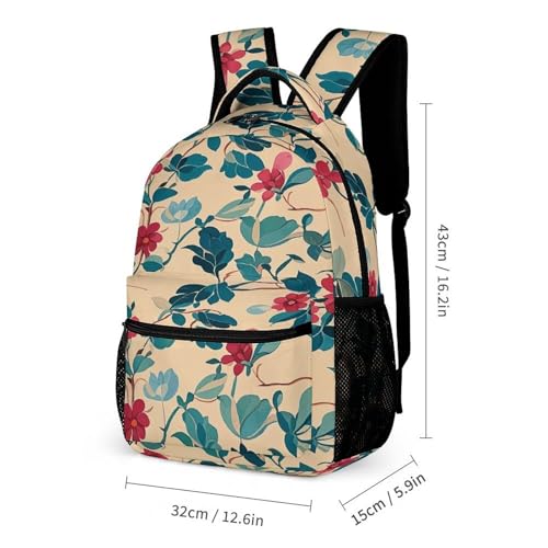 3Pcs Backpack Sets Floral Vine Print Travel Daypack 3 in 1 Lightweight Backpack Set with Lunch Bag And Cosmetic Bag2