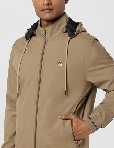 Image of Qube By Fort Collins Men's Polyester Standard Length Regular Fit Reversible Winter Jacket with Ribbed Cuffs & Hood - Warm, Stylish & Versatile