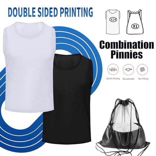 Image of 12 /24 /48Pcs Soccer Pinnies Youth, Scrimmage Team Practice Vests | Mesh Printed and Unprinted Numbers Team Pennies for Basketball Soccer Football Bibs Adults Kids