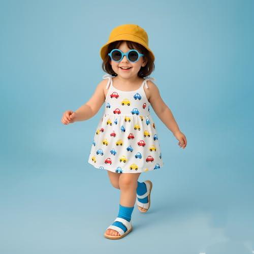 Image of Kidbea Muslin Frock for Baby Girls | Cotton Dress for Newborn Babies | Sleeveless, Tie-Up Shoulders Summer Wear Clothes