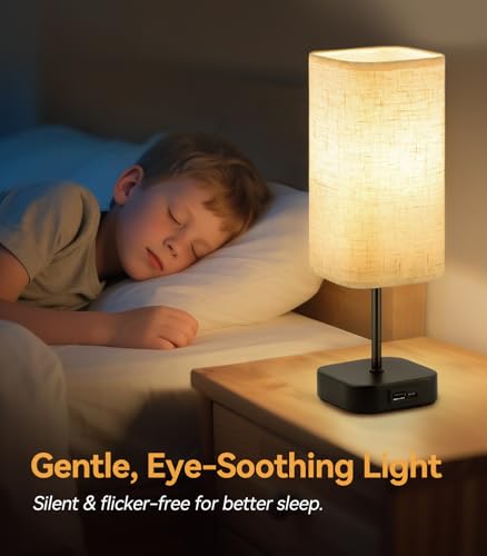 Table-Lamp-Bedside-Touch-Control-Dimmable-Charging-Rechargeable USB A+C Charger Ports 3-Way Dimmer Linen Fabric Shade Lamps LED Tables Lampe Reading Night Modern Lights Bedroom Living Bed Side Lounge - Image 6