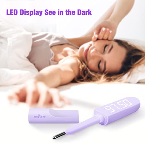 Easy@Home Basal Body Thermometer: Accurate Bbt Thermometer For Ovulation - Bluetooth & Usb Rechargeable & Led Display - 1/100Th Degree High Precision And Memory Recall With Premom App - Ebt089 Purple #TOP2