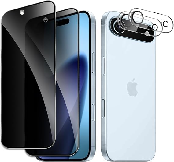 Image of [ 2+2 Pack Privacy Screen Protecor for iPhone Air Anti-Spy Shatterproof Tempered Glass with Camera Lens Tempered Glass 9H Hardness Bubble Free Anti-Glare Case Friendly