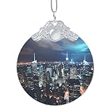 Décorations en verre : cette décoration de Noël imprimée à New York est fabriquée en verre, le verre donne au produit un état semi-transparent, ce qui peut également montrer différents effets de couleur sous différentes conditions d'éclairage.