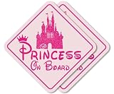 Sticky Expressions | Princess On Board Sticker for Cars (2 Pcs) - Strong Adhesive Waterproof Baby On Board Signs for Cars. Size 6' x 6'. Perfect Baby Girl On Board Sticker for Cars, Trucks Etc.