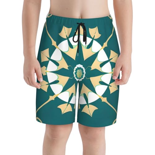 Exotic Style Floral Youth Beach Pants, Soft and Breathable, with Drawstring Waist, Suitable for Sports and Leisure.3