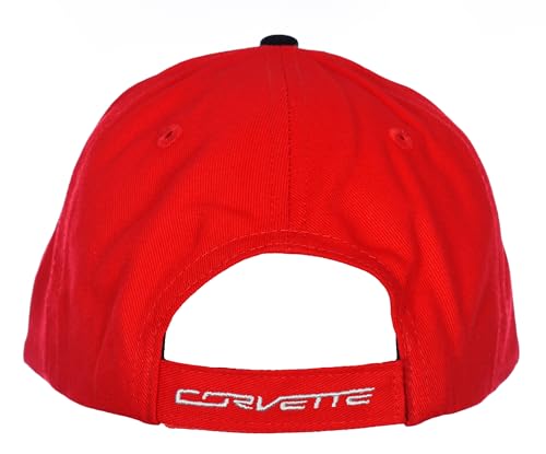 Image of JH DESIGN GROUP Men's Chevy Corvette C7 Logo Cap Adjustable Red & Black Hat