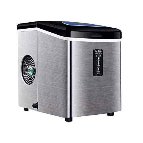 Fabricadora de hielo de acero inoxidable para mostrador, hielo en cubos listo en 6 minutos, función de autolimpieza, pantalla LCD, capacidad de 3,2 litros con cucharón y canasta miniatura 1