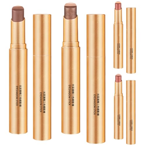 Sombra De Ojos En Barra Degradada De Tres Colores, Mate Y Con Brillo Fino, Resistente Al Agua Y De Larga Duración, Perfecta Para El Maquillaje Diario Y Las Ocasiones Especiales (4pcs)