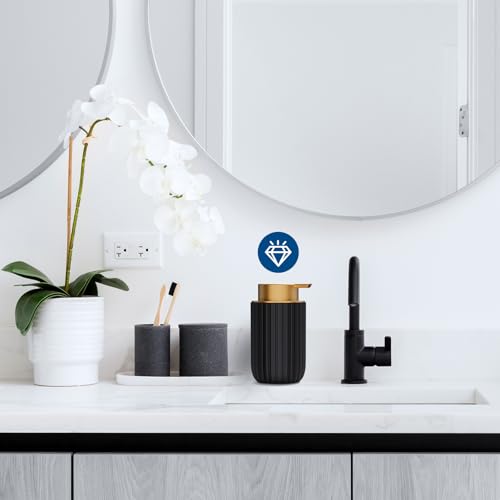 Image of Ceramic Foaming Soap Dispenser, 12 oz Bathroom Foam Hand Soap Dispenser, Refillable Lotion Soap Dispenser with Removable Pump for Kitchen Hand Wash Dispenser, Modern Home Decor (Black)