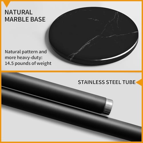 Metal Coat Rack Stand with Natural Marble Base, Coat Rack Freestanding, Free Standing Hall Tree with 12 Hooks for Hanging Clothes, Bags,Hanger for Entryway, Hallway,bedroom (Black)