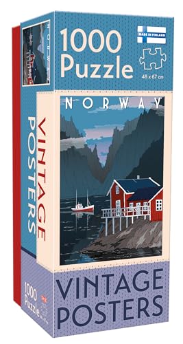 Tactic Lot de 1000 Puzzles Vintage Norway - Fabriqué en Finlande à partir de matériaux épais