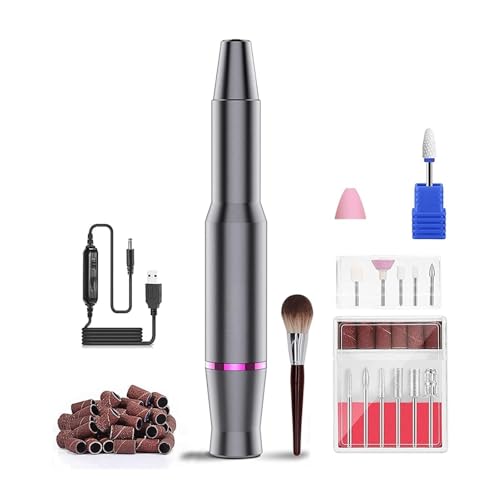 ZKLGS Torno para Uñas Taladro eléctrico for uñas, Juego de manicura Profesional con Brocas for uñas, removedor de Esmalte de Gel for limas de uñas, Herramientas for pedicura y uñas(Sliver)