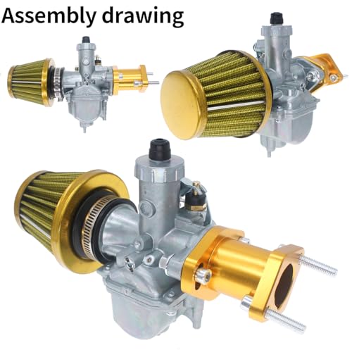 Image of 26mm VM22 Carburetor for Predator 212cc Honda GX160 GX200 196cc CT200U KT196 Moto Mini Bike and Go Kart 6.5HP Engine with 38mm Air Filter,Intake Manifold,Main Jets(Yellow)