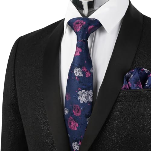 Image of Alizeal Mens 3.15'' Colorful Flower Pattern and handkerchief Necktie Set