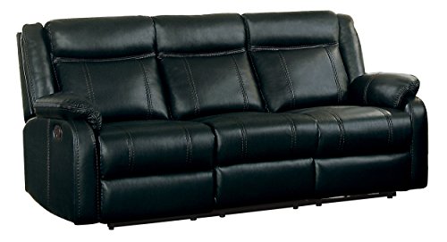 Homelegance Jude 82" Manual Leather Gel Reclining Sofa, Black