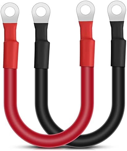 URAQT Batteriekabel, 2 Stück 30CM 35mm² 2AWG Starthilfekabel Auto 12V Batterie Kabel Rot Schwarz Kupferkabel mit M10 Ringklemmen Kupferdraht für Auto KFZ LKW Motorrad Solar Wohnmob