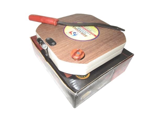 wooden roti maker press machine with handle for kitchen plywood manual chapati maker indian poori papad khakhra making machine (particle board, 9 inch)