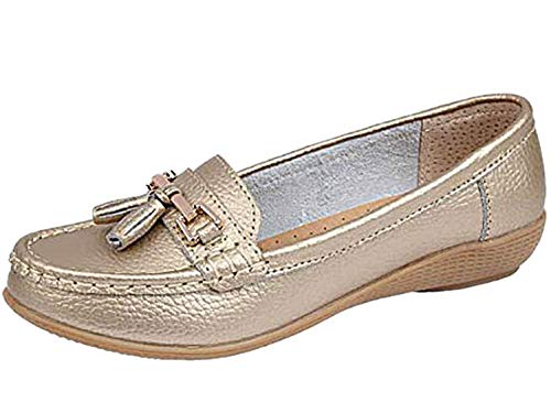Mocasines planos Jo & Joe, zapatos de tacón bajo informales, cómodos, para mujer, color Dorado, talla 42