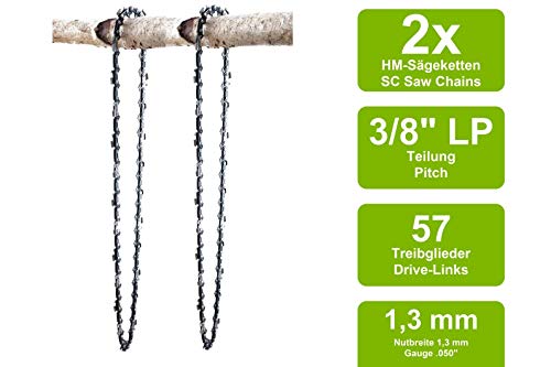SECURA 2 Sägeketten kompatibel mit Güde KS 400-41 Motorsäge mit 40cm 3/8LP 57TG 1,3mm – Bild 5