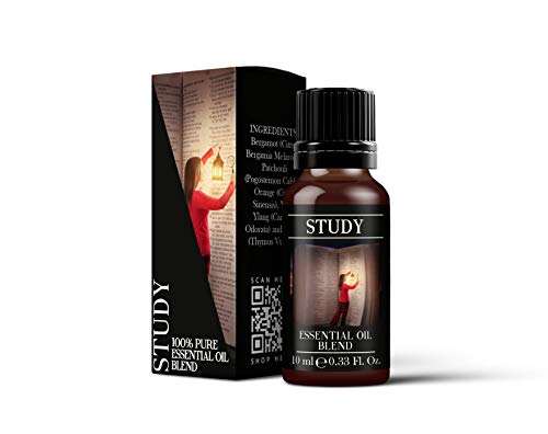 Mystix London | Study Essential Oil Blend 10ml | Basil | Lemon | Peppermint | Rosemary | Focus Aromatherapy Oil | Sharp Herbal Citrus Fragrance | for Diffusers & Massage | Vegan, GMO Free