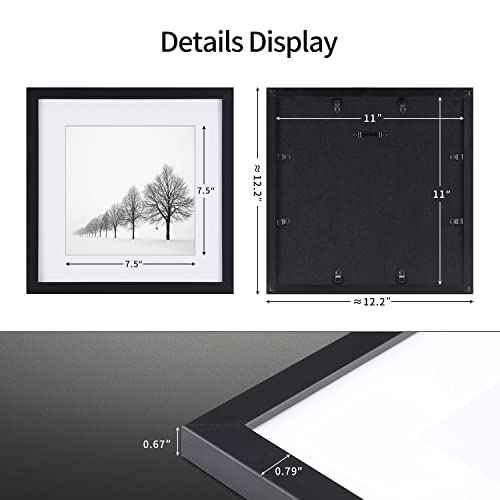 Tree Wall Art Snow Winter Landscape Black And White Picture Framed Canvas Print In Off White Matte And Black Framed Artwork 11X11 Inch Set Of 3 For Kitchen And Home Or Living Room Decor #TOP5