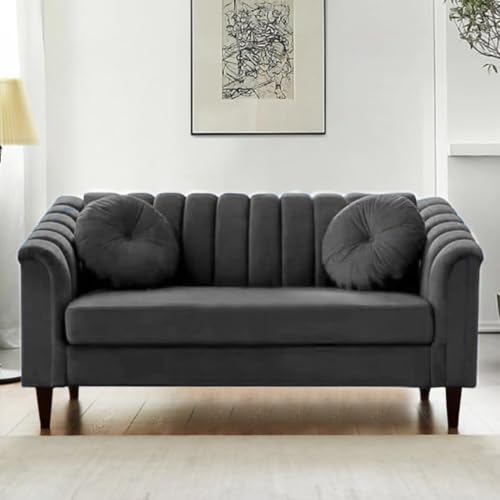 Image of FURNY Dorano 2 Seater Fabric Premium Sofa Set for Living Room- (Grey Color)