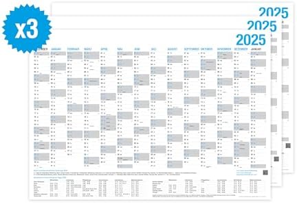 TOBJA Tafelkalender 2025 in 3er Set - DIN A4 Übersicht für wichtige