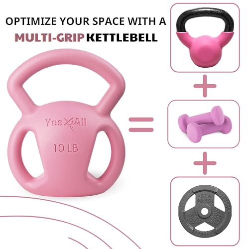 Yes4All Kettlebell Set, Strength Training Kettlebells for Women, Wide Multi-grip Textured Handle for Home Gym Exercises & Full Body Workout (10 + 15lbs) by Yes4All - Image 2
