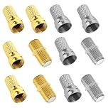 HARY Coaxial Cable Connectors - 8PCS RG6 F Type Connector & 4PCS Female Coupler Kit for TV Ariel Connections, Satellite Cable Extension & RG6 Repair (F Type Male to Female Adapter)