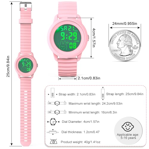 Image of Edillas Kids Digital Watch 7-Color LED Light Waterproof Wristwatch Ideal for Children