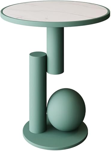 Miniatura 9 de Mesa auxiliar redonda de mármol moderna de 15.7 pulgadas, mesa auxiliar decorativa (dorado)