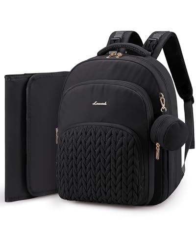 Image of LOVEVOOK Diaper Bag Backpack, Baby Bag with Changing Pad for Mom Dad, Large Waterproof Mommy Bag with Stroller Buckles, Travel Essential with Pacifier Case & Insulated Bottle Pockets, Black