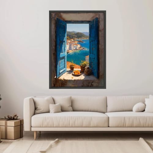 Tableau village en bord de mer pour illuminer une pièce sombre - 2