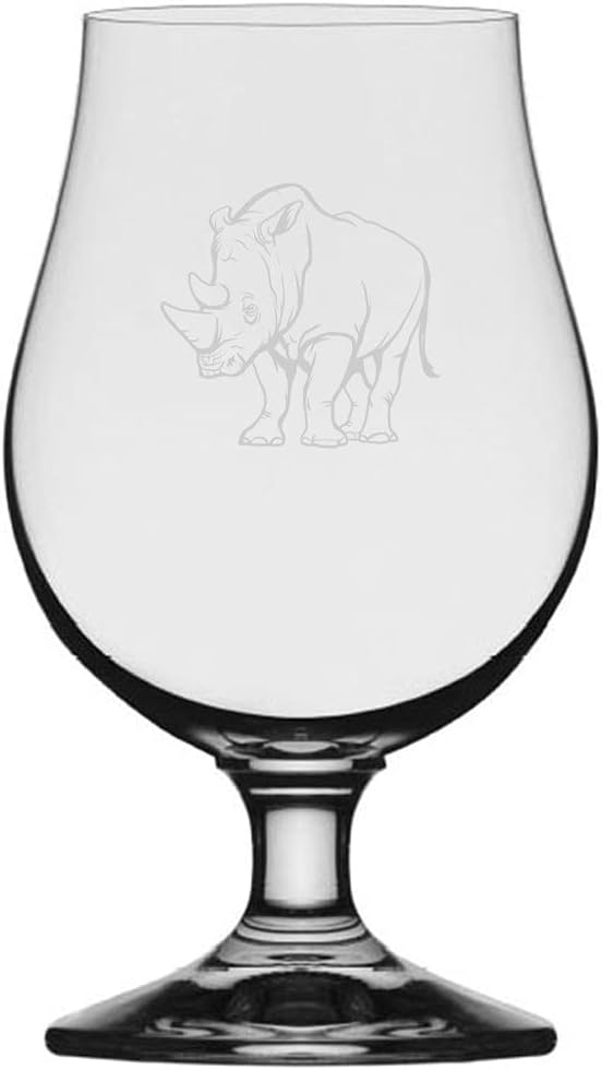 Rhinoceros Body Zoo Animal Themed Etched 13.25oz Iona Beer Glass