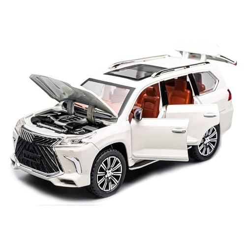 Image of New 1:24 LX570 Diecast Alloy Metal Pull Back Car with Openable Doors Music Sound and Light Vehicle Toy Car for Kids Boys