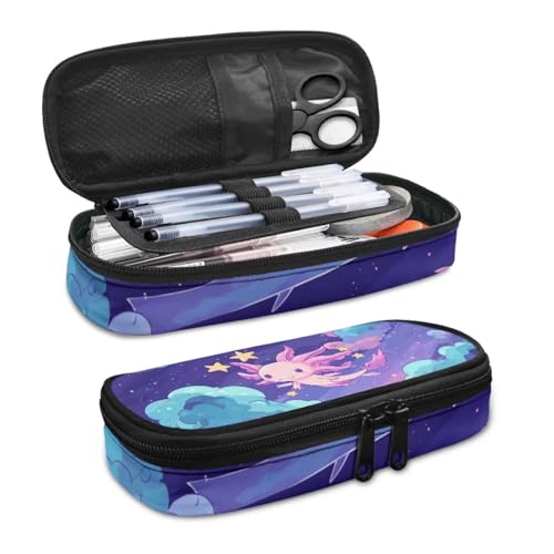 Image of Salamander Starry Sky Print Pencil Case Lightweight Pen Cases Stationery Pouch Portable Journaling Supplies Storage Bag for Adults Organizer